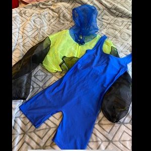 Royal blue romper with crop top cover over